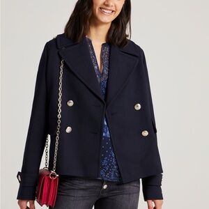 Tommy Wool Blend Caban Peacoat Classy Jacket Coat